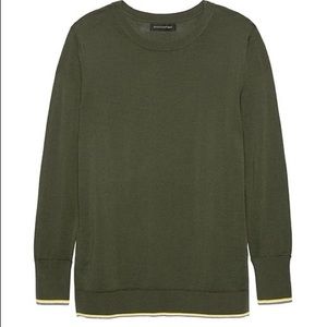 BANANA REPUBLIC Merino Crew Sweater - Olive Moss